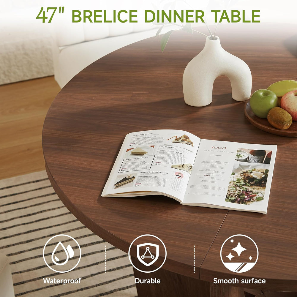 Brelice Breakfast Nook Table Set, Farmhouse 5-Piece Round Dining Table Set wi...