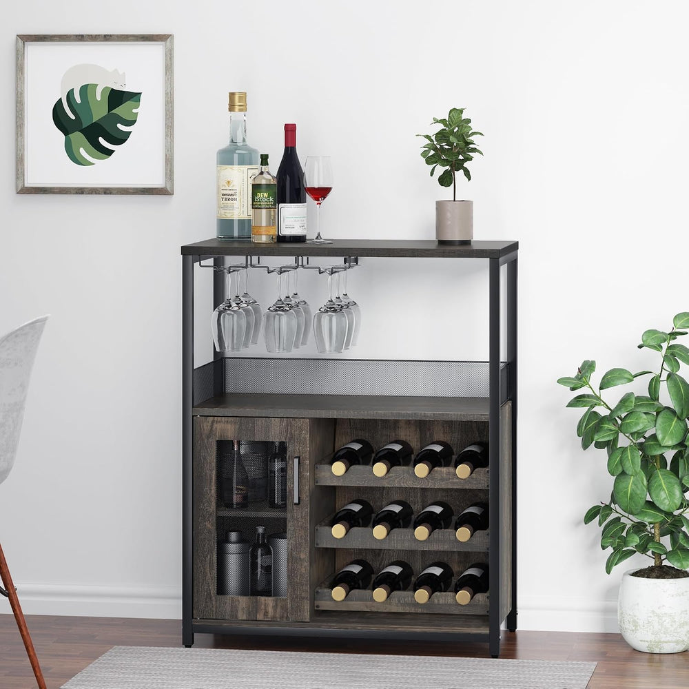 IDEALHOUSE Wine Bar Cabinet with Detachable Wine Rack and Storage Space