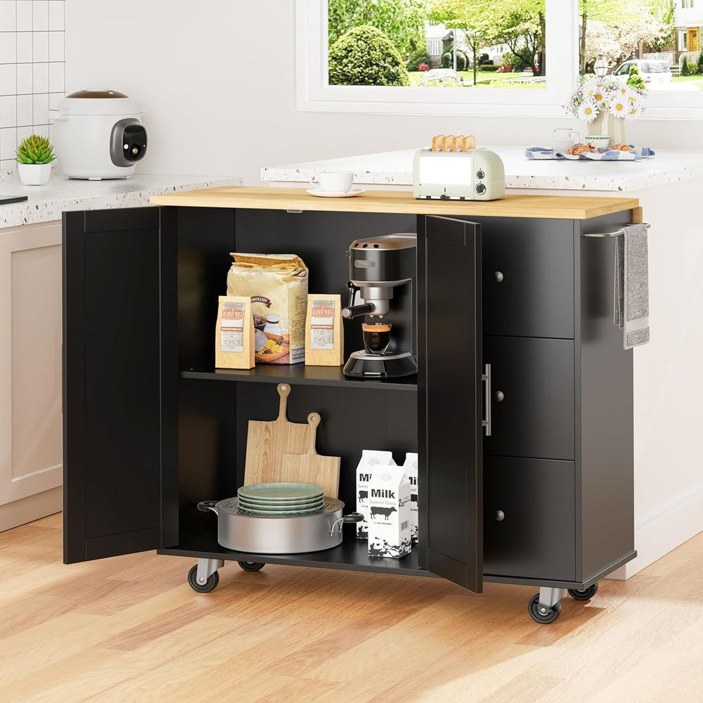Shintenchi Kitchen Island w/Dropleaf Rolling Kitchen Table w/Seating