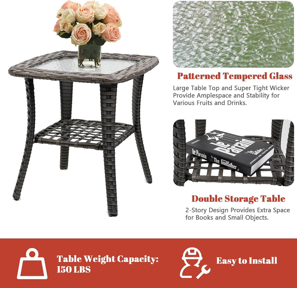 5 Piece Outdoor Patio Furniture Set,Wicker Patio Conversation Set with Swivel...