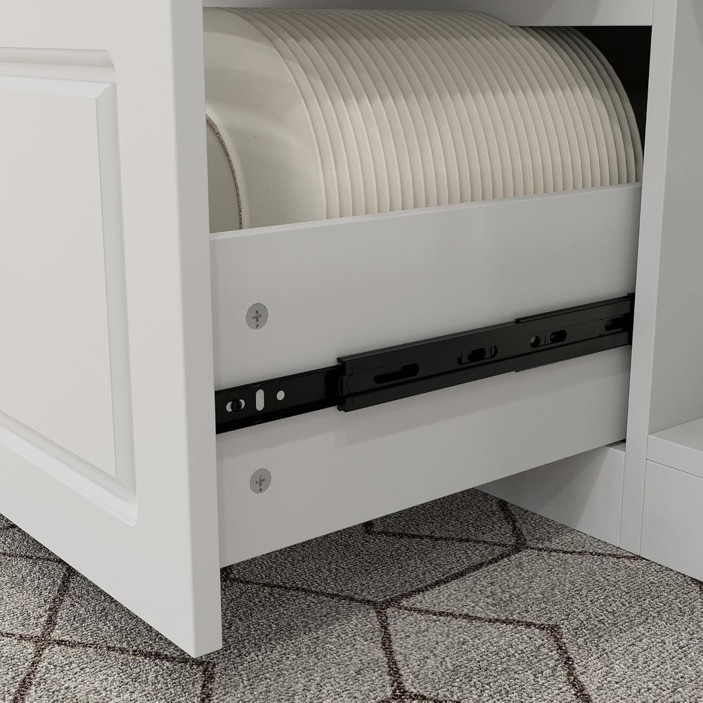 AIEGLE 66.9-in Stationary Kitchen Storage, Island Table with Seating, White
