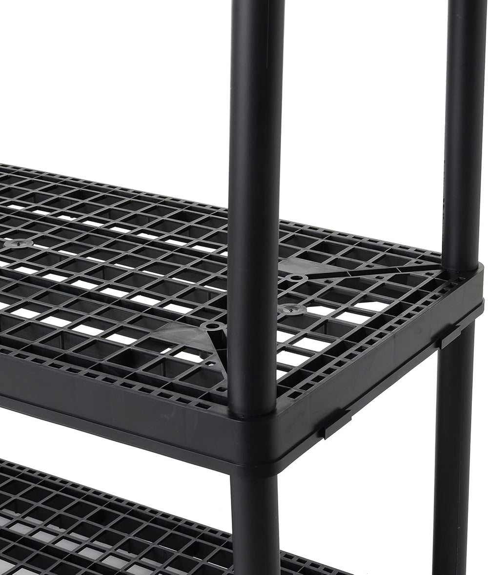 Gracious Living 4-Shelf Heavy-Duty Shelving Storage Rack for Home, Black
