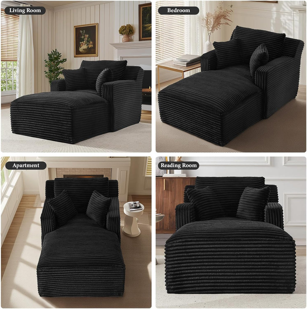 65.4" Chaise Lounge Chair Indoor, Oversized Boneless Couch