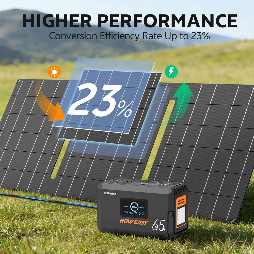 HOWEASY Solar Generator 135W, Portable Power Station with 30W Solar Panel