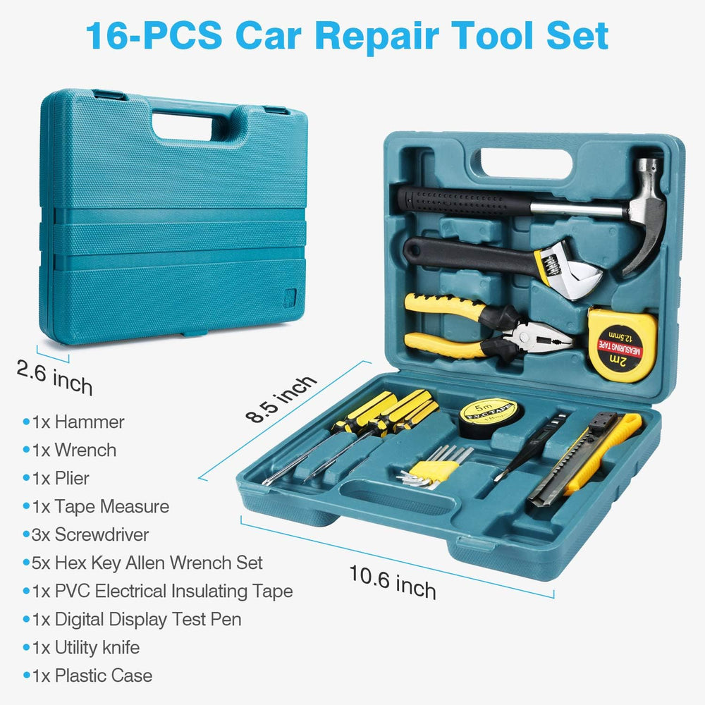 Car Roadside Emergency Kit, Auto Vehicle Safety Kits, with Jumper Cables