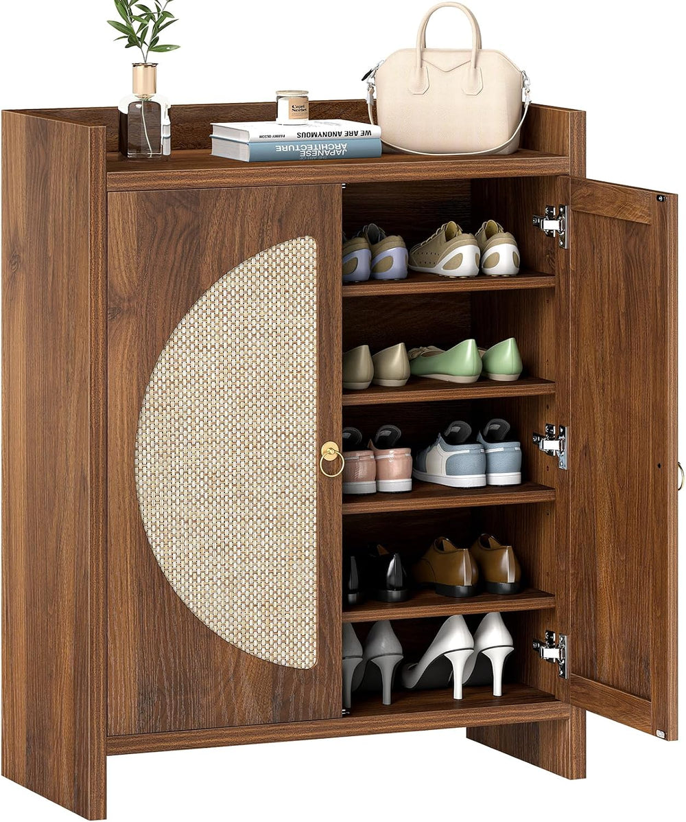 Shoe Cabinet Storage for Entryway - Rattan Entry Way Shoe Storage Cabinet wit...