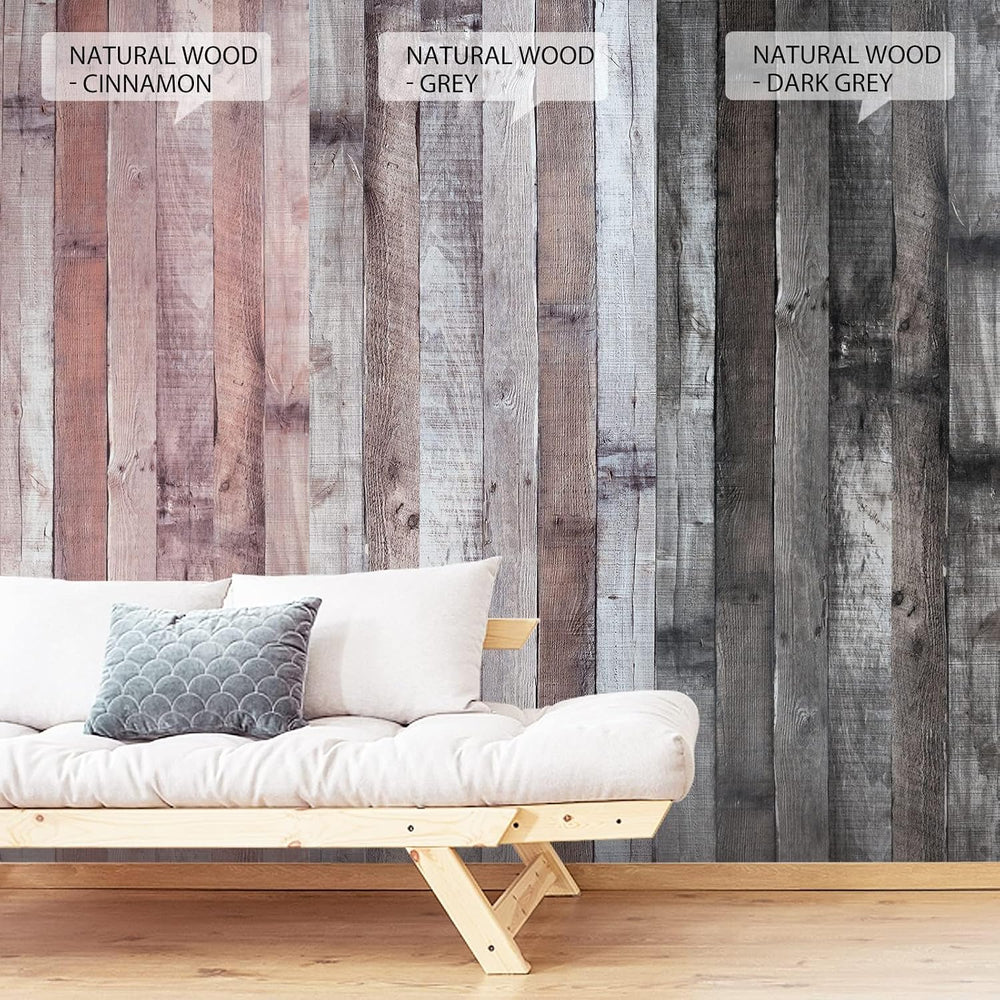 Yun-aeon Natural Wood-Dark Grey Contact Paper Peel and Stick Wallpaper