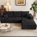 95" Modular Sectional Couch, L Shaped Cloud Sofa with Chaise Lounge, Corduroy Upholstered Couches Memory Foam Deep Seat, No Assembly Required, Ideal for Living Room(Black, Right Facing)