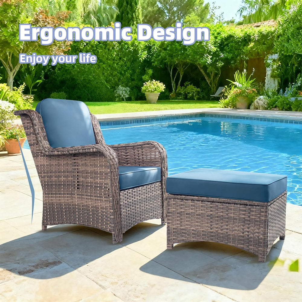 2 Pieces Patio Wicker Furniture Set, High Back Wicker Single Patio Chair Set ...
