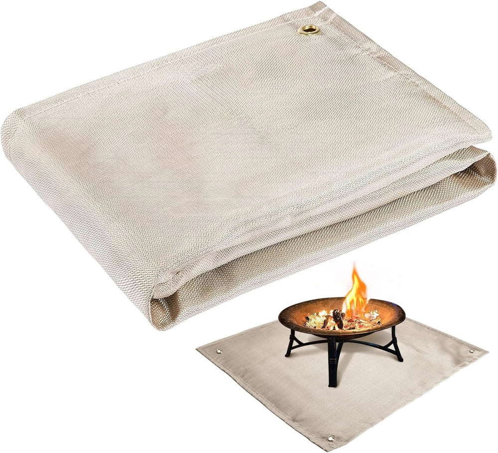 Fire Pit Mat, 37.8"x 39.4" Fireproof Blanket for Under Fire Pit, Camel