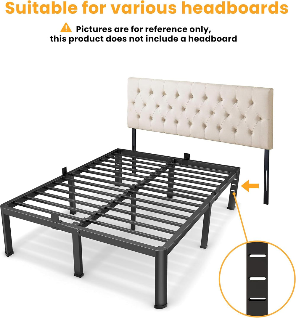 Superay 18 Inch Queen Size Metal Platform Bed Frame with Round Corners Leg