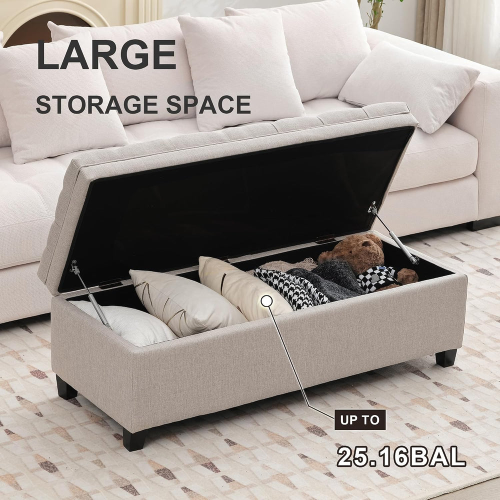 50" Storage Ottoman for Bedroom, End of Bed Bench,Beige
