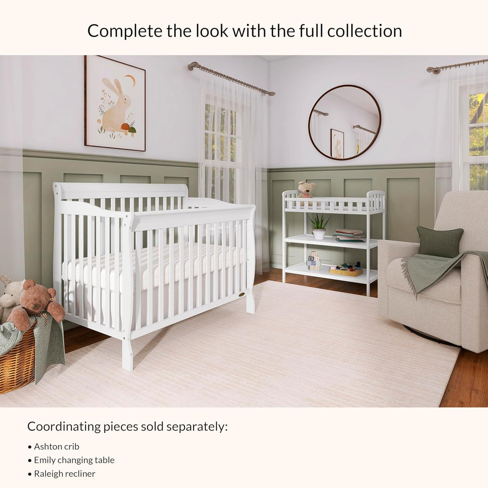 Dream On Me Emily Changing Table with Two Storage Shelves, White