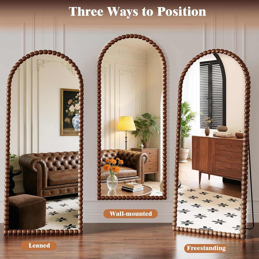 Antique Brown Full Length Mirror 71x28 Inch, Beaded Standing Mirror