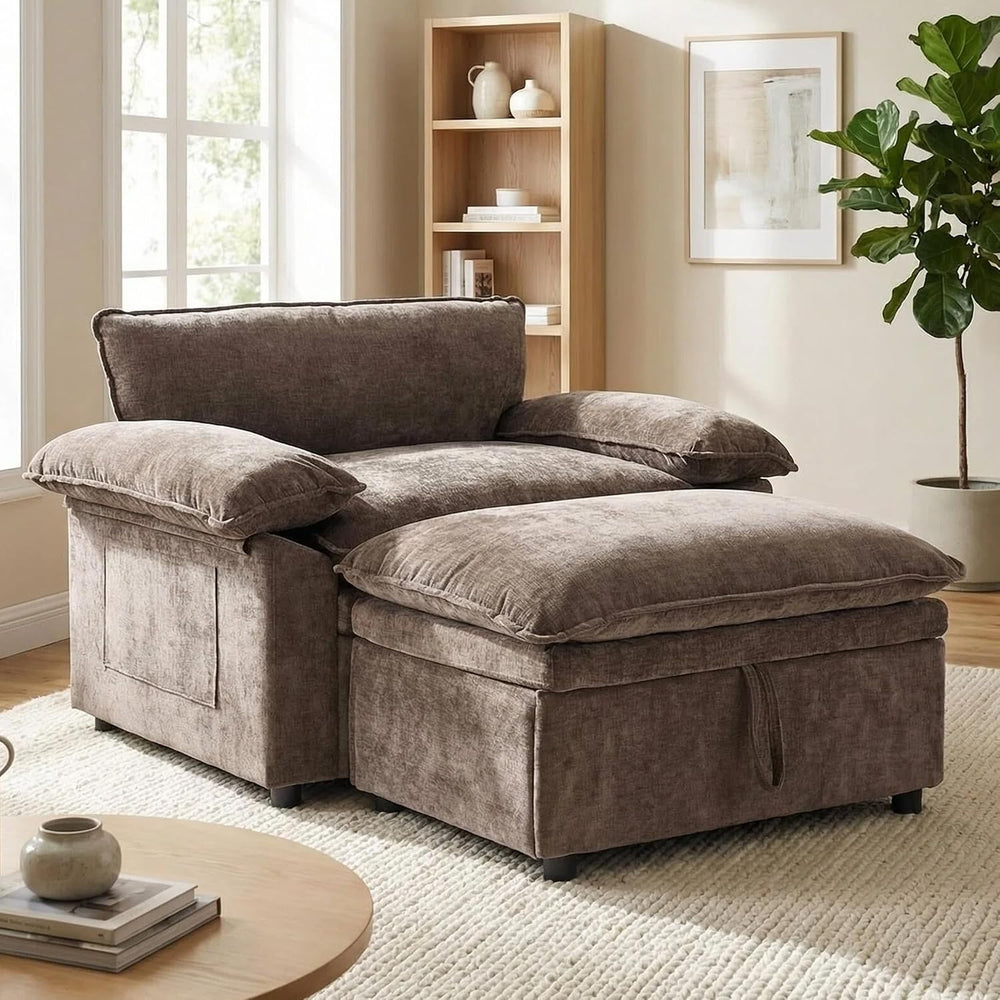 Furnimart Oversized Chair with Storage Ottoman, 44" Wide Cloud Chair and...