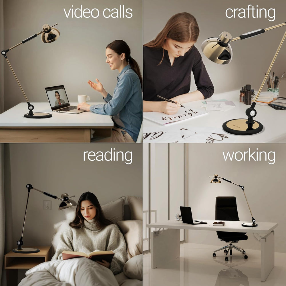 OTUS Tall LED Architect Desk Lamp for Home Office, Gesture Control, Brass