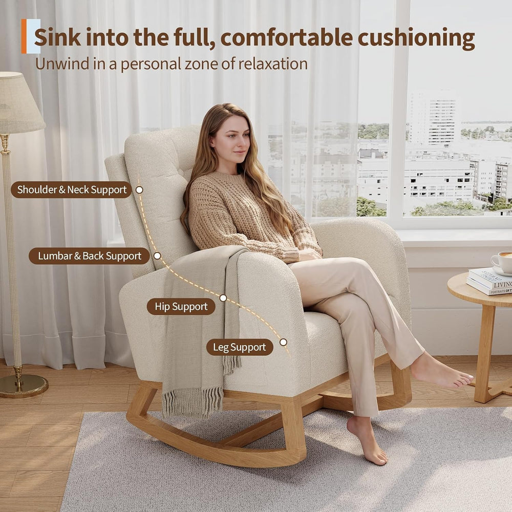 GAOMON Modern Rocking Chair for Living Room-Beige