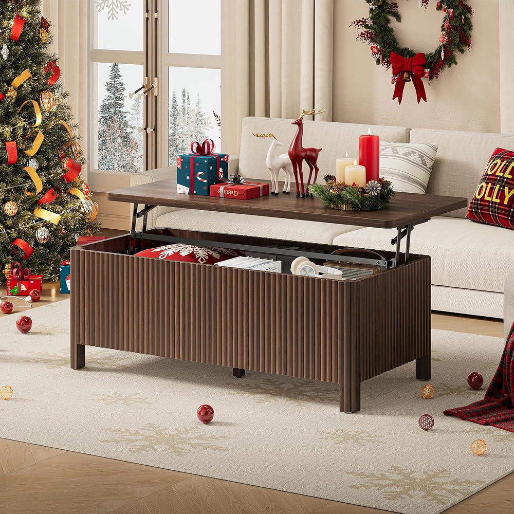 ONBRILL Fluted Lift Top Coffee Table, Mid-Century Modern Coffee Table