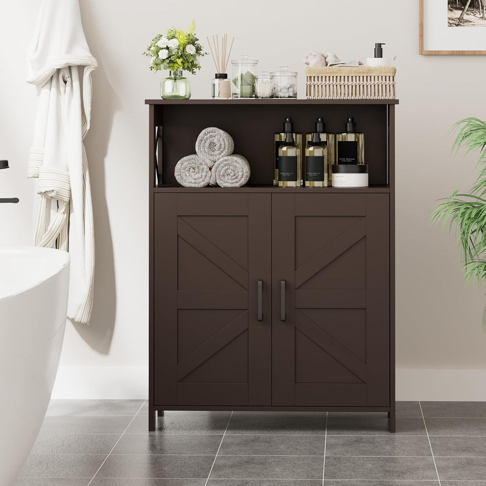 Homhedy Farmhouse Bathroom Storage Cabinet with Doors, Small Floor Cabinet