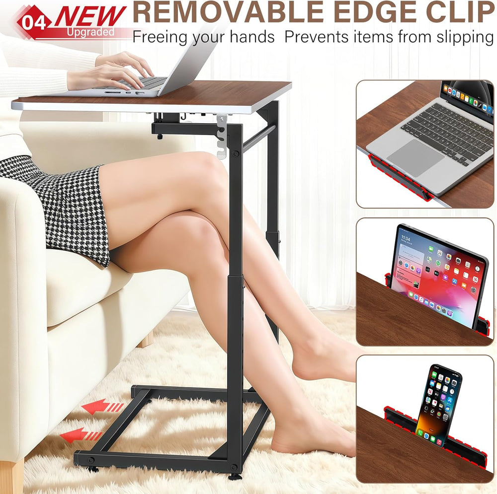 Extra Large Heavy Duty TV Tray Table, 23.6" Folding C-Shaped Laptop Desk...