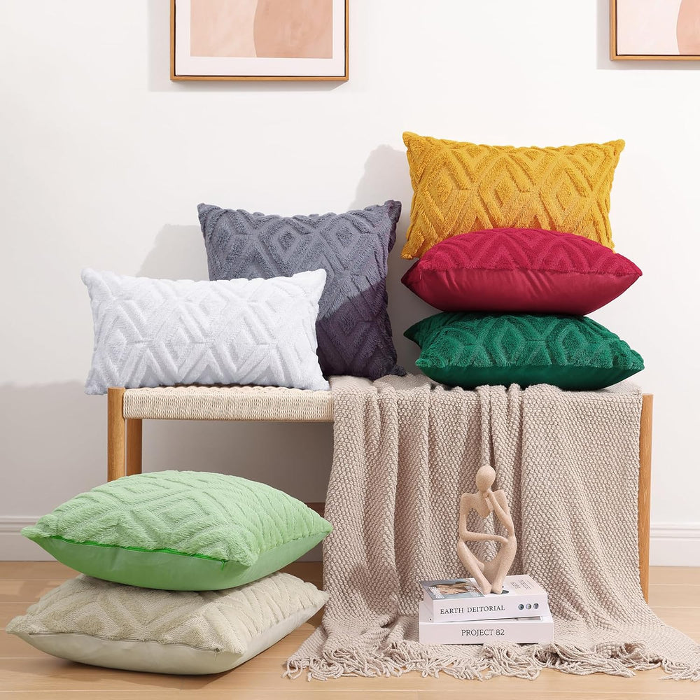 Pallene Christmas Cream White Throw Pillow Covers 26x26 Set of 2, Soft Plush ...