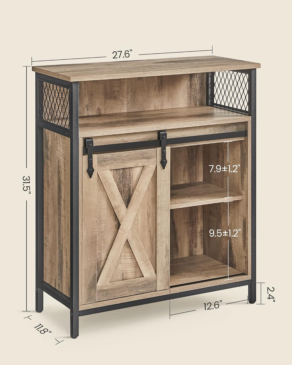 VASAGLE Buffet Cabinet, Coffee Bar with 1 Sliding Barn Door