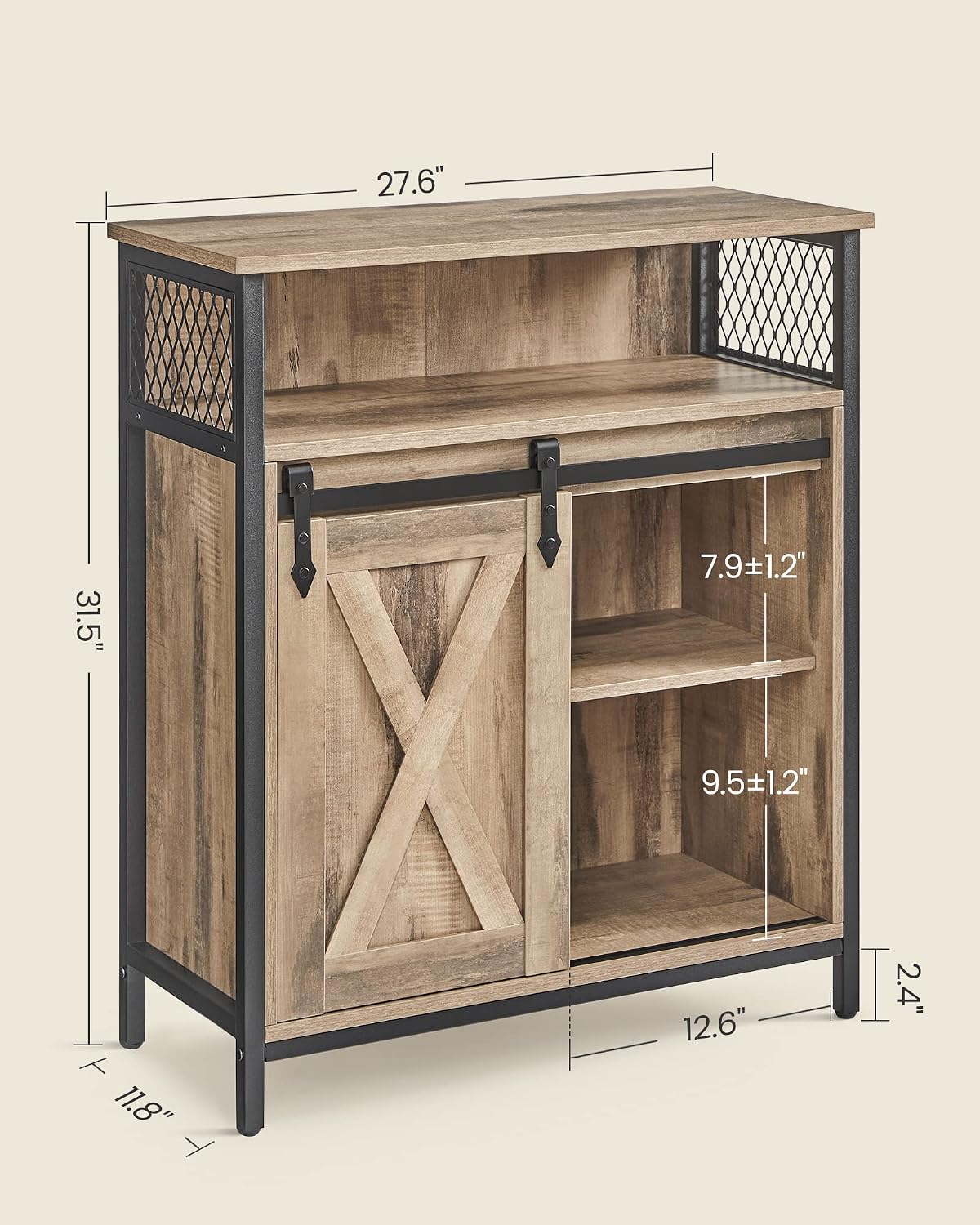 VASAGLE Buffet Cabinet, Coffee Bar with 1 Sliding Barn Door