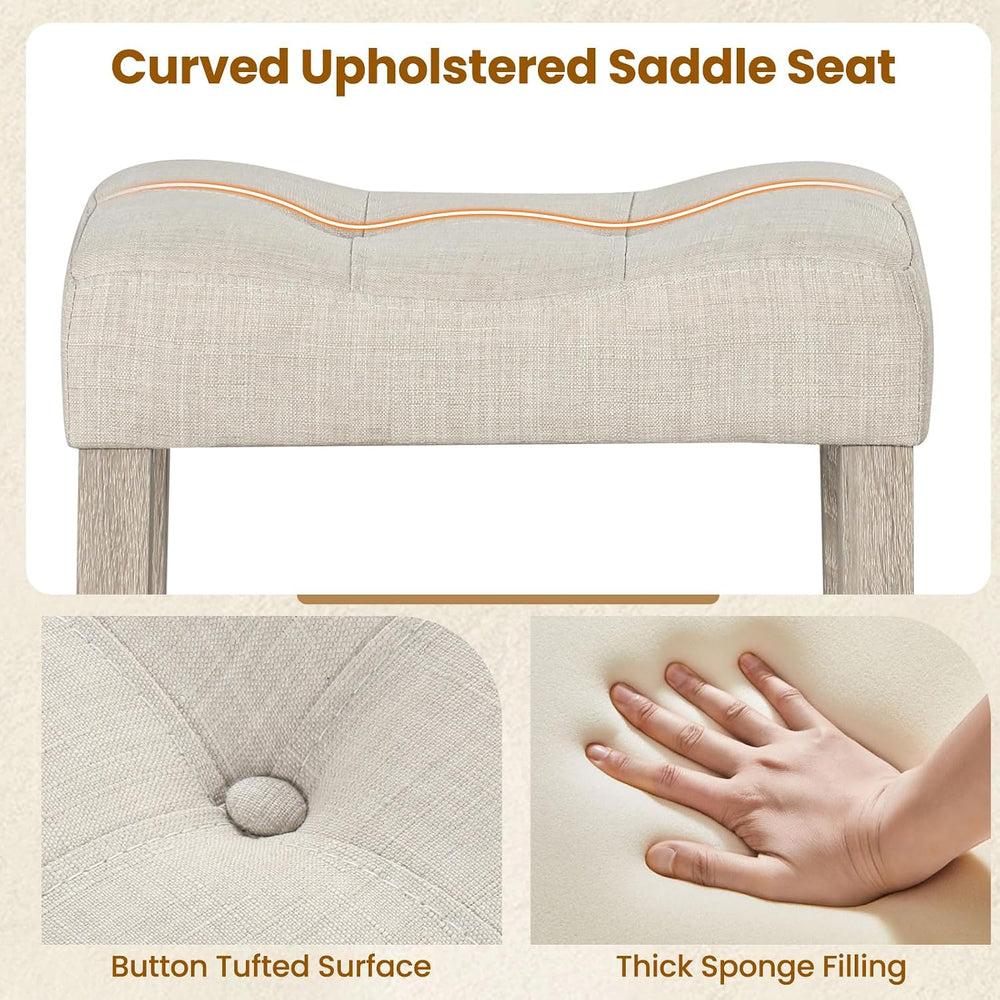 GIANTEX 24" Saddle Bar Stools Set of 4, Farmhouse Button Tufted Barstools