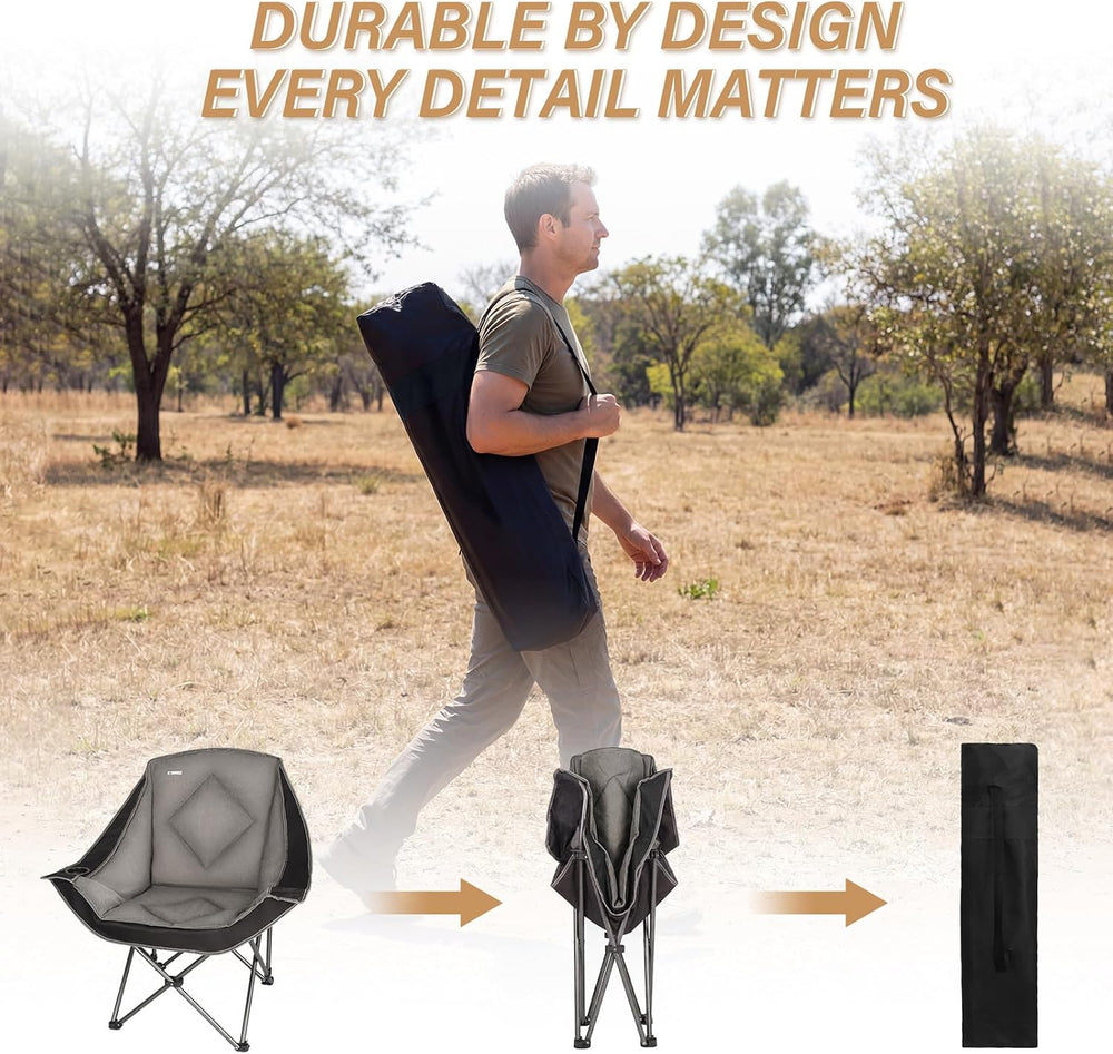 Folding Camping Chair,Oversized Portable Camping Chair with Cup Holder,Heavy ...