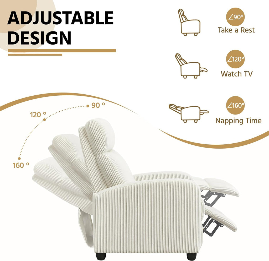 Yaheetech Recliner Chair with 3 Adjustable Angles Living Room Chairs Beige