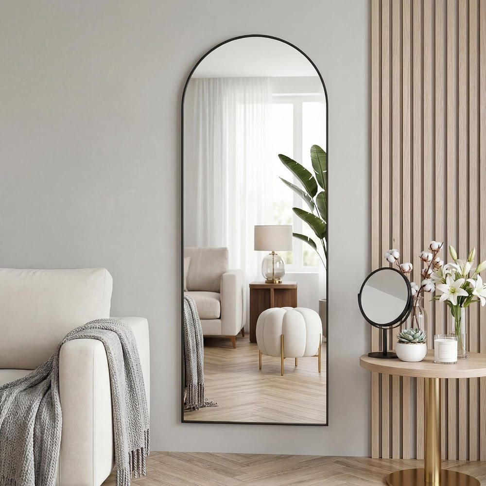 58"x20" Arched Over-the-Door Full Length Mirror, Black