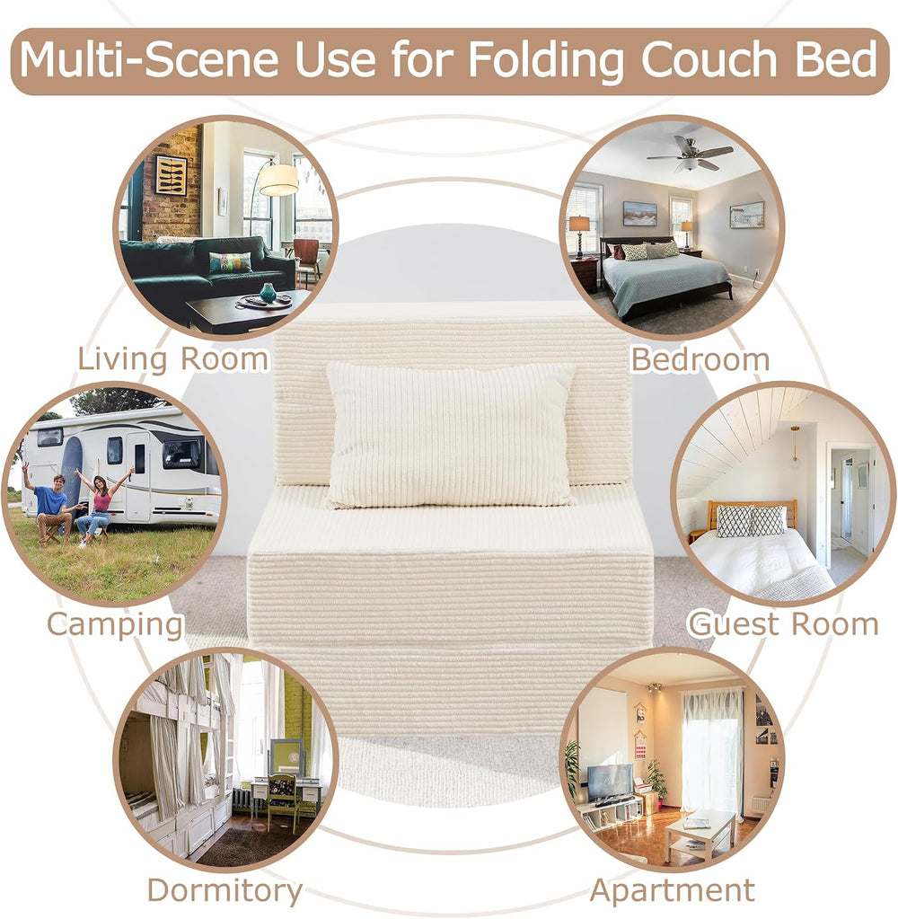 Folding Sofa Bed, Convertible Sleeper Chair Bed, Floor Sofa with Bag