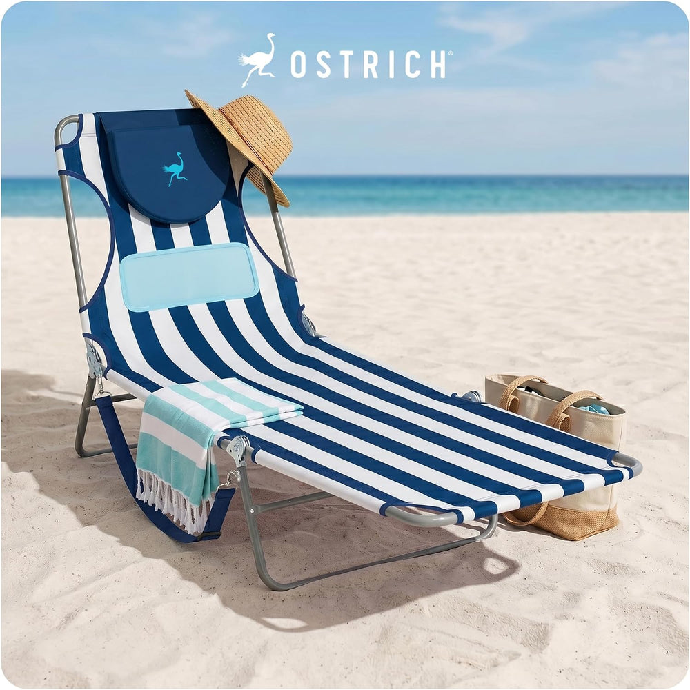 Ostrich the Ladies Comfort Lounger, Outdoor Reclining Beach Chair, Stripe
