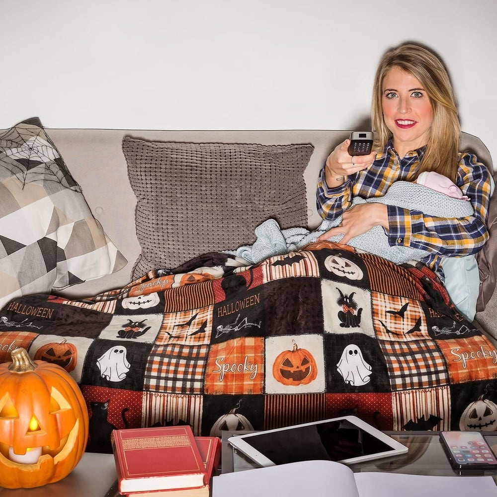 Halloween Throw Blanket 60"x50" Ghost Skull Black Cat Blanket Soft ...