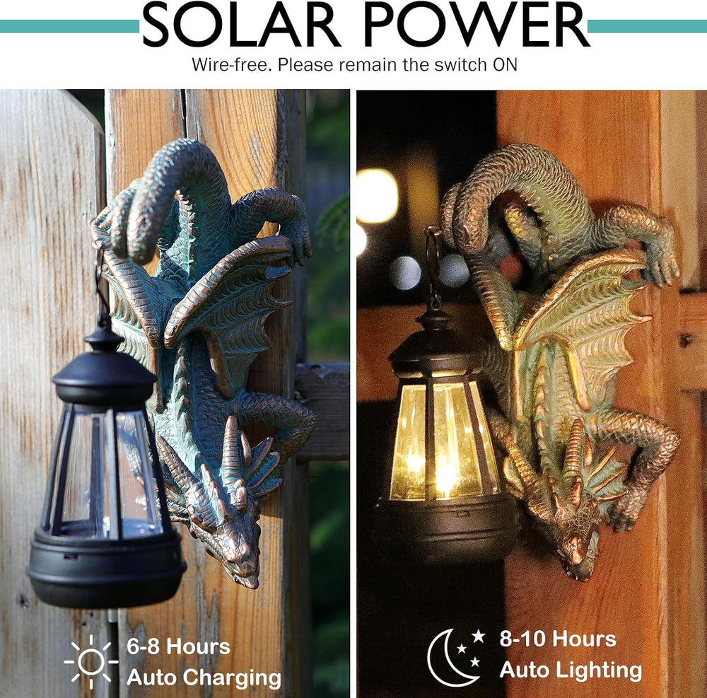 Solar Dragon Tree Hugger Statue Wall Decor:Outdoor Lights Decoration