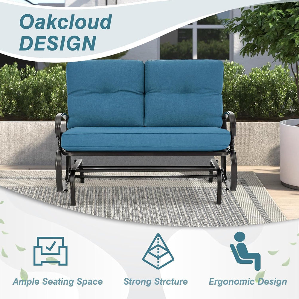 Outdoor Glider Rocking Bench 2 Person Patio Loveseat Steel Frame Furniture Se...