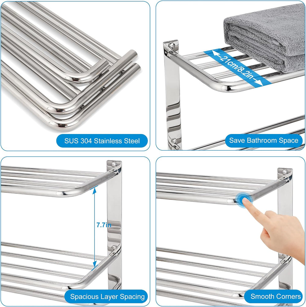 Towel Rack for Bathroom, DEWVIE 23 Inch Tower Holder with Tower Bars, SUS 304...