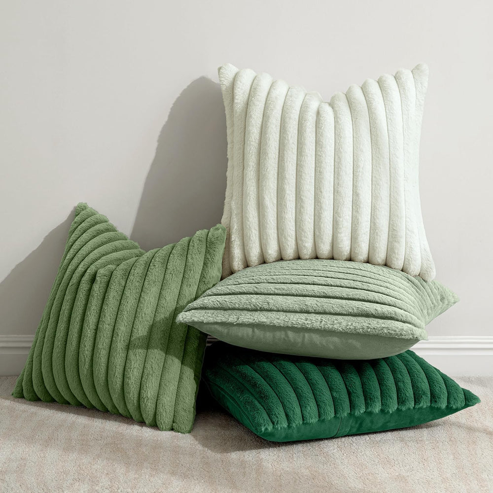 MIULEE Faux Fur Plush Decorative Throw Pillow Covers 20x20, Green
