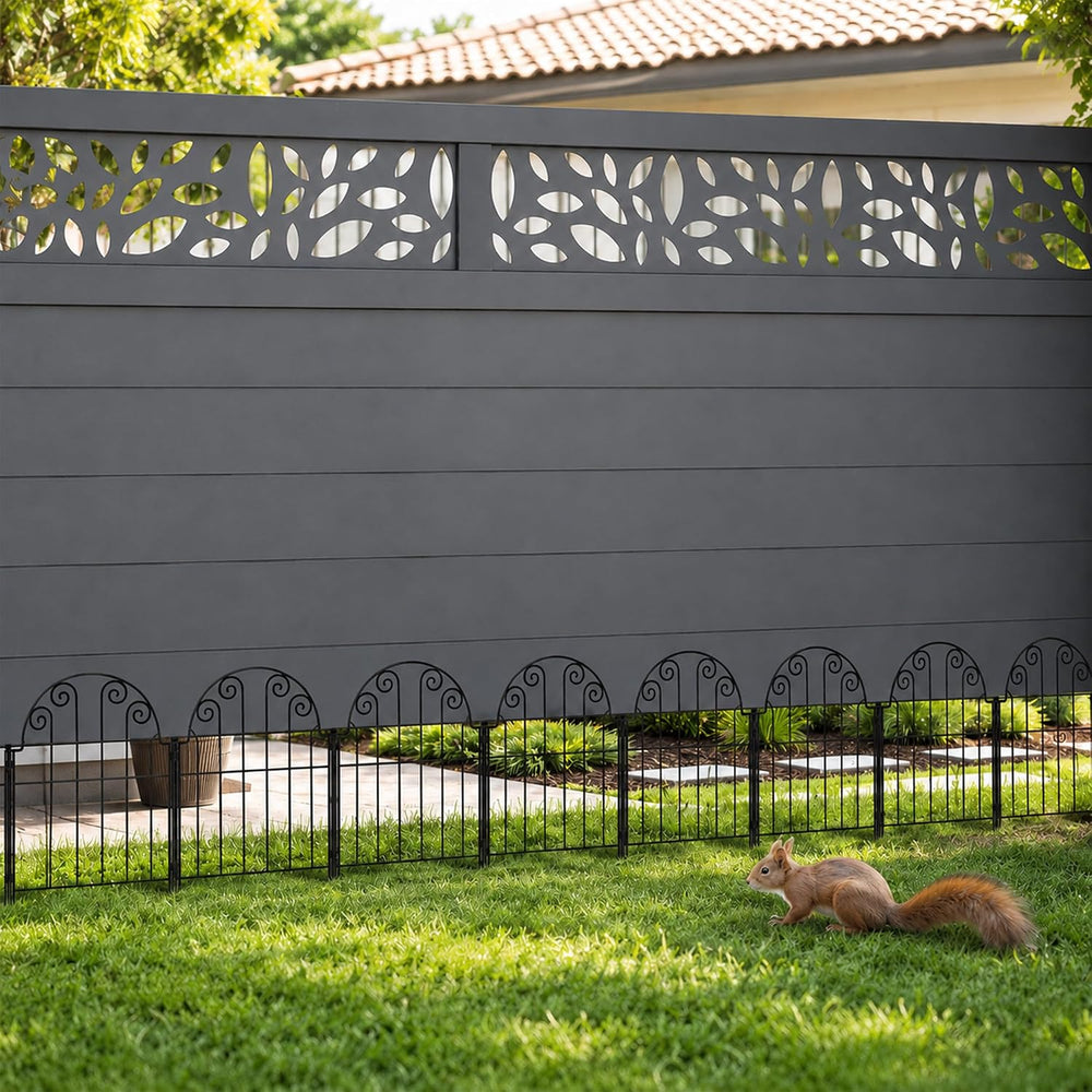 Garden Fence 10 Panels, 17 in H Above Ground, No Dig Metal Fence