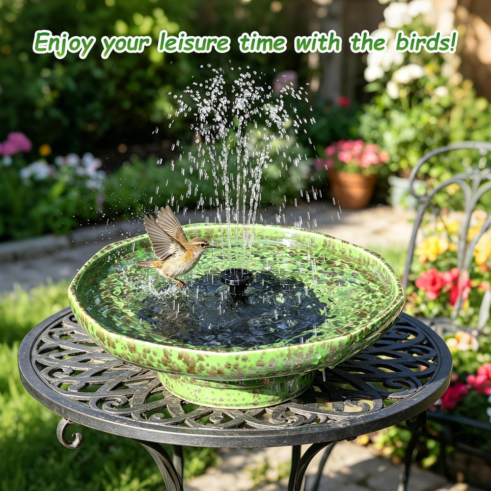 11.6" Solar Ceramic Bird Bath Fountain,Birdbaths for Outside