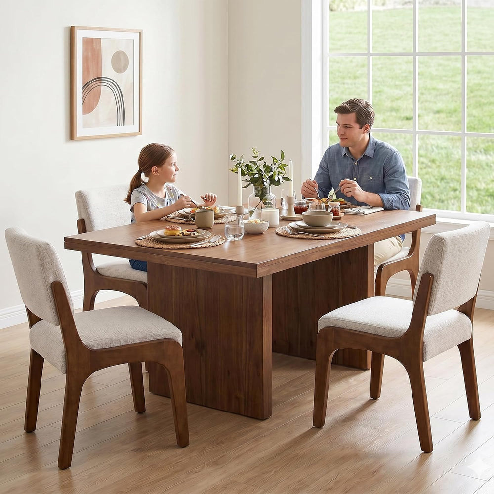 VKNOW Dining Chairs Set of 4, Modern Kitchen Chairs with Wood Legs, Beige