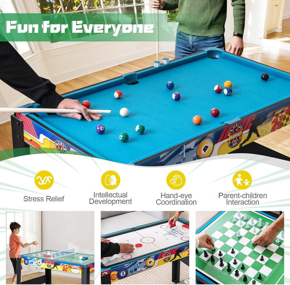GYMAX 12 in 1 Multi Game Table, 48" Combo Game Table w/Billiards, Foosba...