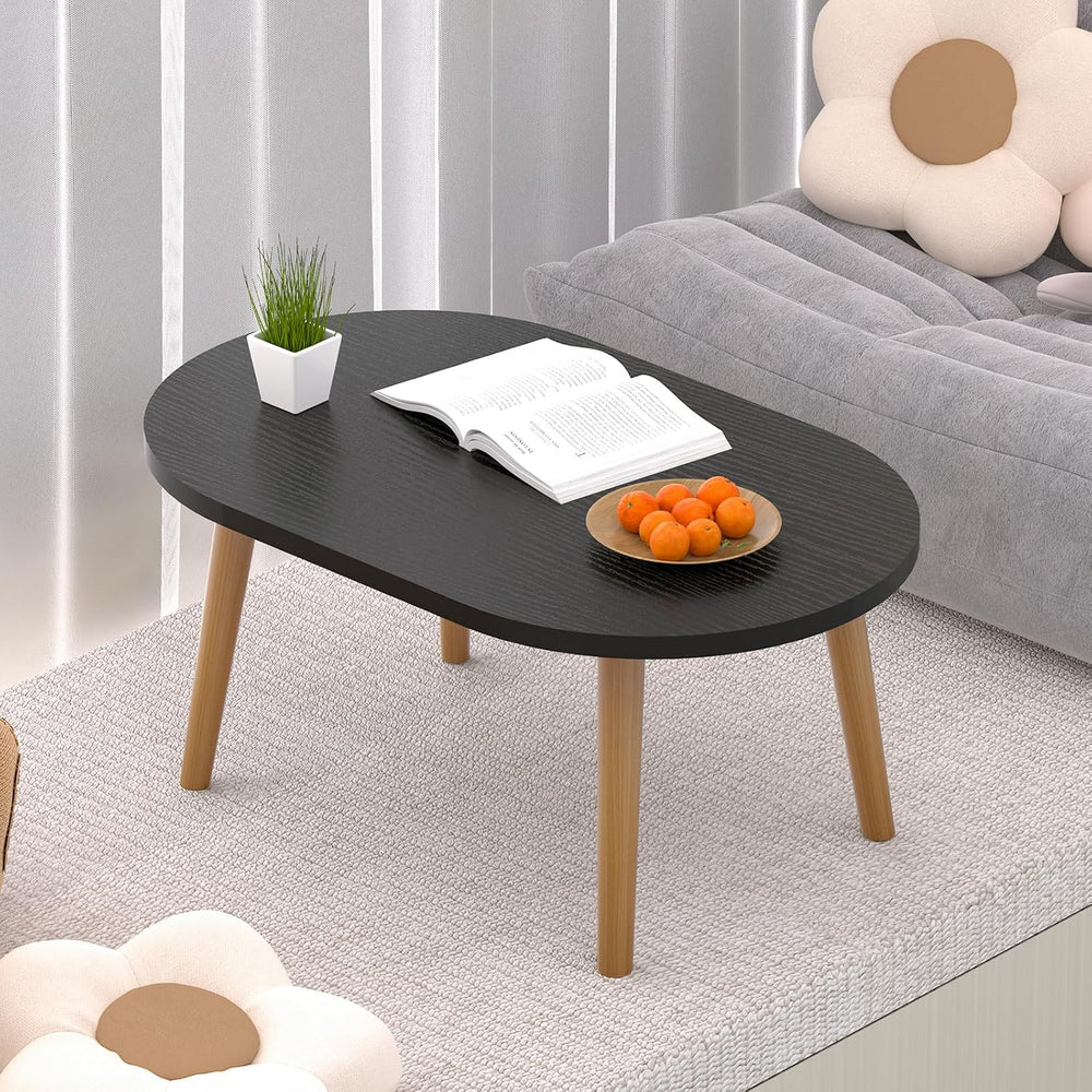 23.6" Small Coffee Table for Small Space, Mini Low Oval Coffee Table