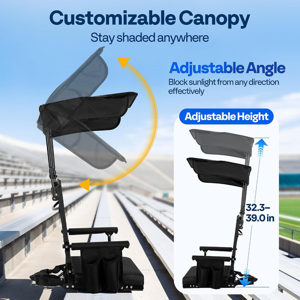 VIVOHOME Stadium Seat with Sunshade Canopy and Back Support for Sport Event