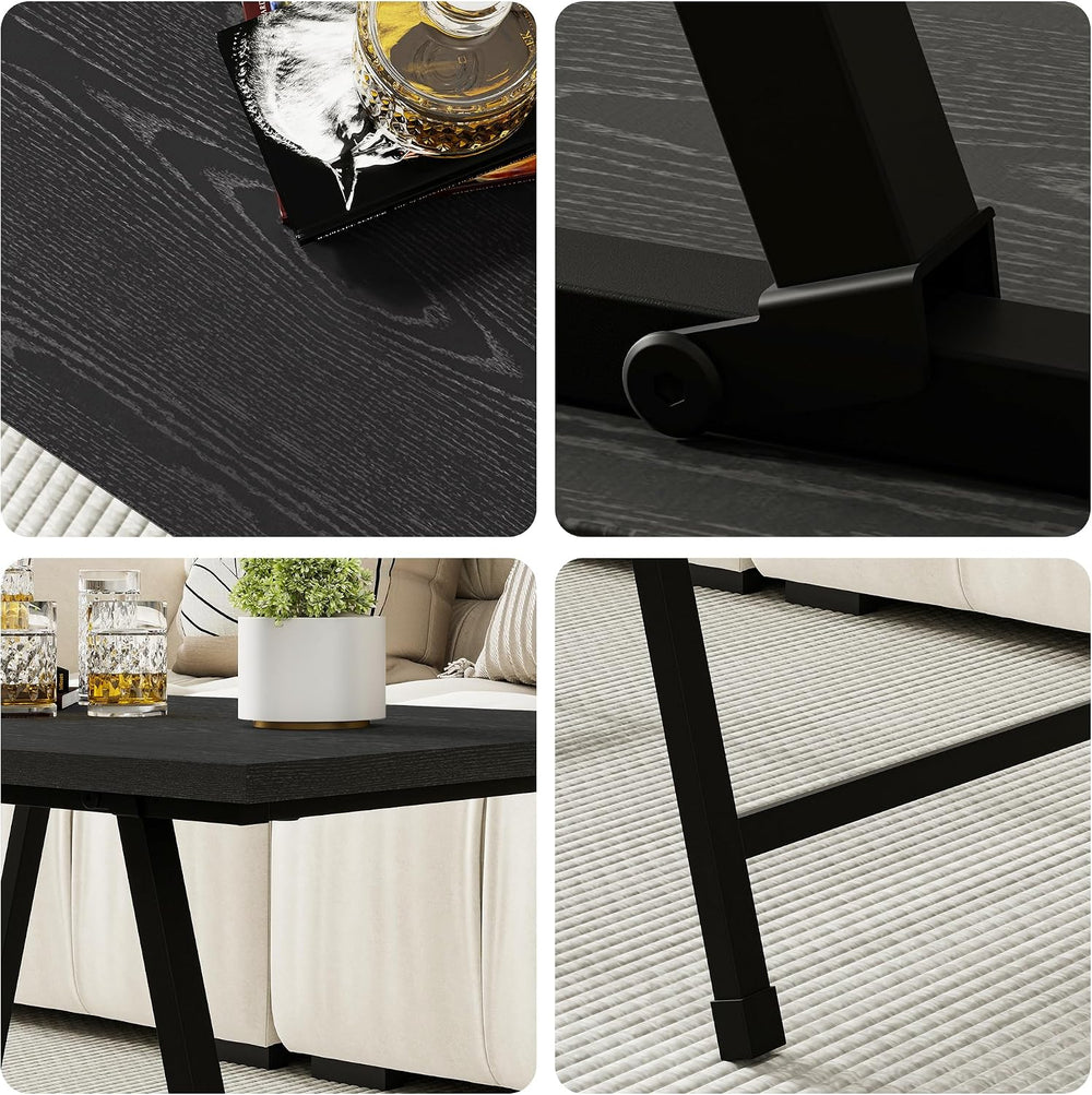 Rectangular Folding Coffee Table Perfect for Small Spaces Black