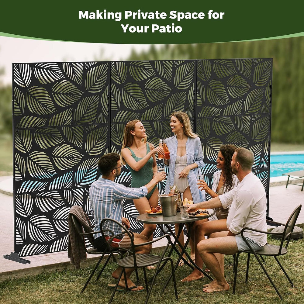 Kingsyard 72x47 Inch Metal Privacy Screen Outdoor Freestanding