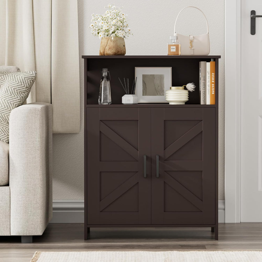 Homhedy Farmhouse Bathroom Storage Cabinet with Doors, Small Floor Cabinet