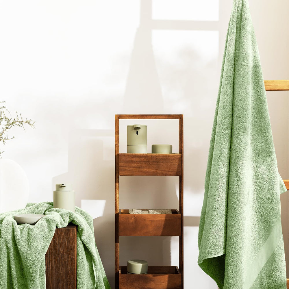 Oakias Premium Towel Set 600 GSM 8 Piece Green - 100% Ring Spun Cotton Highly...