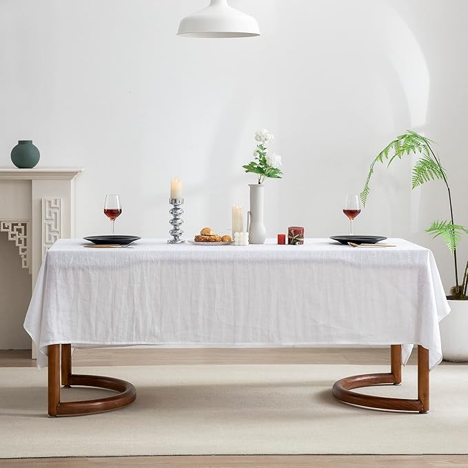EVERLY 100% Pure Linen Rectangle Tablecloths 60x144Inches for Dining, Buffet ...