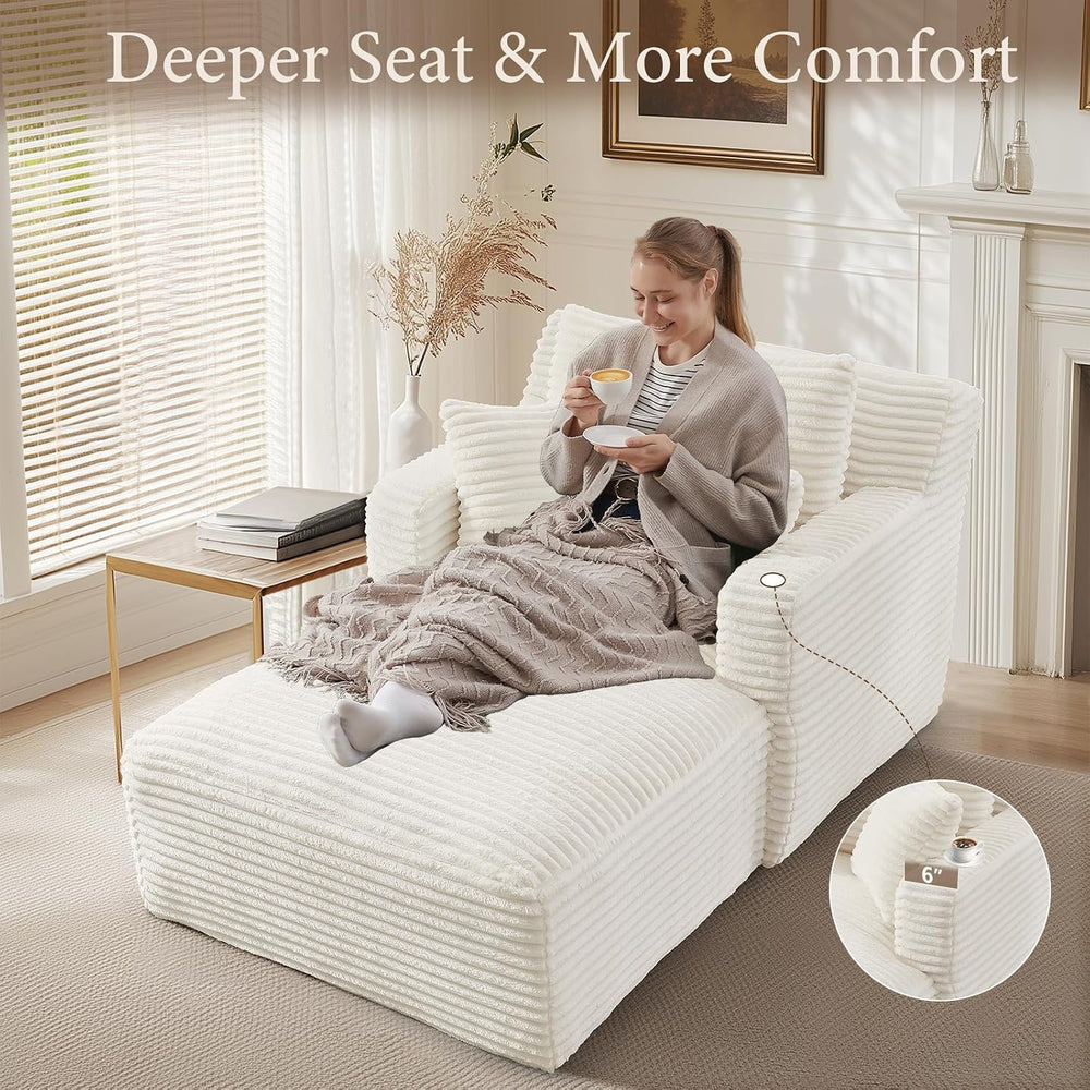 65.4" Chaise Lounge Chair Indoor, Oversized Boneless Couch